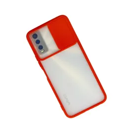 Newface Vivo Y11S Kılıf Palm Buzlu Kamera Sürgülü Silikon - Kırmızı