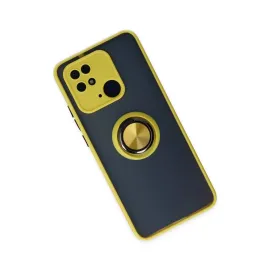 Newface Xiaomi Poco C40 Kılıf Montreal Yüzüklü Silikon Kapak - Sarı