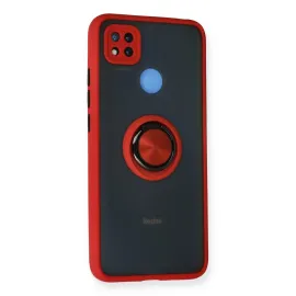 Newface Xiaomi Redmi 9C Kılıf Montreal Yüzüklü Silikon Kapak - Kırmızı