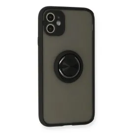 Newface Iphone 11 Kılıf Montreal Yüzüklü Silikon Kapak - Siyah