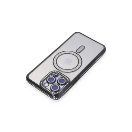 Newface Iphone 15 Pro Kılıf Joke Simli Magneticsafe Kılıf - Siyah