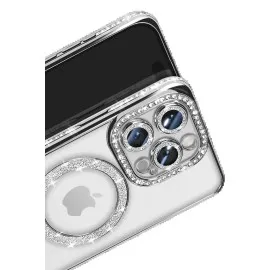 Newface Iphone 16 Pro Max Kılıf Joke Simli Magneticsafe Kılıf - Gümüş