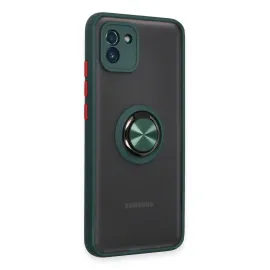 Newface Samsung Galaxy A03 Kılıf Montreal Yüzüklü Silikon Kapak - Yeşil
