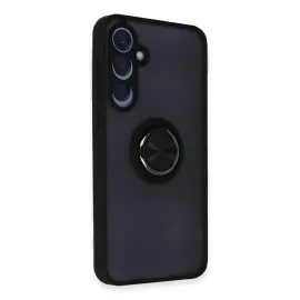 Newface Samsung Galaxy A55 5G Kılıf Montreal Yüzüklü Silikon Kapak - Siyah