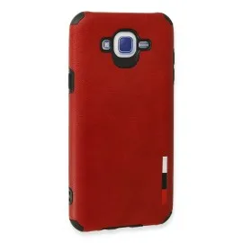 Newface Samsung Galaxy J7 Kılıf Loop Deri Silikon - Kırmızı