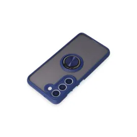 Newface Samsung Galaxy S23 Kılıf Montreal Yüzüklü Silikon Kapak - Lacivert