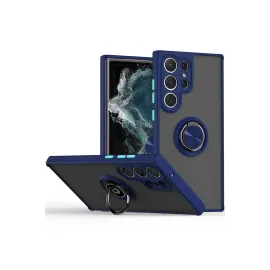 Newface Samsung Galaxy S25 Ultra Kılıf Montreal Yüzüklü Silikon Kapak - Lacivert