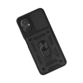 Newface Xiaomi Poco M5 Kılıf Pars Lens Yüzüklü Silikon - Siyah