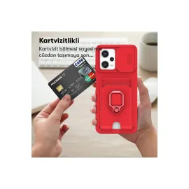 Newface Xiaomi Poco X5 5G Kılıf Zuma Kartvizitli Yüzüklü Silikon - Lila