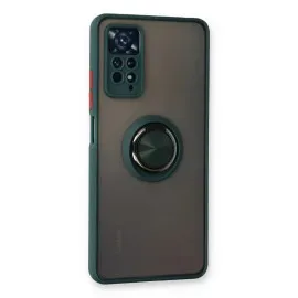 Newface Xiaomi Redmi Note 11 Pro Kılıf Montreal Yüzüklü Silikon Kapak - Yeşil