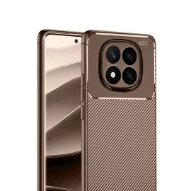 Newface Xiaomi Redmi Note 14 Pro 5G Kılıf Auto Focus Karbon Kapak - Kahverengi