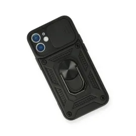 Newface Iphone 12 Mini Kılıf Pars Lens Yüzüklü Silikon - Siyah