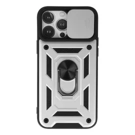 Newface Iphone 13 Pro Max Kılıf Pars Lens Yüzüklü Silikon - Gümüş