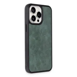 Newface Iphone 14 Pro Kılıf Aras Deri Kapak - Koyu Yeşil