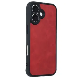 Newface Iphone 16 Kılıf Aras Deri Kapak - Kırmızı