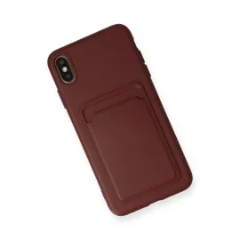 Newface iPhone XS Max Kılıf Kelvin Kartvizitli Silikon - Bordo