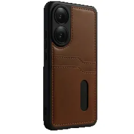 Newface Oppo A38 Sara Kartvizitli Deri Kılıf - Taba