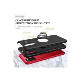 Newface Samsung Galaxy A02S Kılıf Elit Yüzüklü Kapak - Siyah