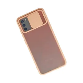 Newface Samsung Galaxy A02S Kılıf Palm Buzlu Kamera Sürgülü Silikon - Pembe