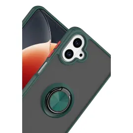 Newface Samsung Galaxy A07 4G Montreal Yüzüklü Silikon Kapak - Yeşil