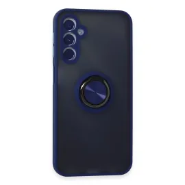 Newface Samsung Galaxy M34 5G Kılıf Montreal Yüzüklü Silikon Kapak - Lacivert