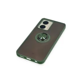 Newface Vivo Y16 Kılıf Montreal Yüzüklü Silikon Kapak - Yeşil