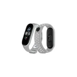 Newface Xiaomi Mi Band 6 Spor Delikli Kordon - Gri-Kırmızı