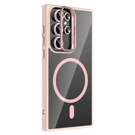 Joko Samsung Galaxy S24 Ultra Remim Lensli Magsafe Standlı Kapak - Pembe