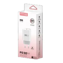 Konfulon C87C 30W Type-C Çıkışlı Ekstra Dl51 1M Type-C To Type-C Kablolu Pd Şarj Cihazı - Beyaz