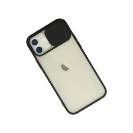 Newface Iphone 12 Kılıf Palm Buzlu Kamera Sürgülü Silikon - Siyah