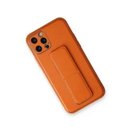 Newface Iphone 12 Pro Kılıf Coco Deri Standlı Kapak - Turuncu