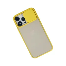 Newface Iphone 13 Pro Max Kılıf Palm Buzlu Kamera Sürgülü Silikon - Sarı