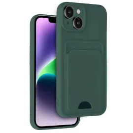 Newface Iphone 14 Kılıf Kelvin Kartvizitli Silikon - Koyu Yeşil