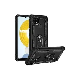 Newface Realme C21 Kılıf Sofya Yüzüklü Silikon Kapak - Siyah