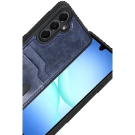 Newface Samsung Galaxy A17 5G Sara Kartvizitli Deri Kılıf - Lacivert