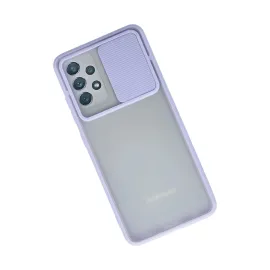 Newface Samsung Galaxy A72 Kılıf Palm Buzlu Kamera Sürgülü Silikon - Lila