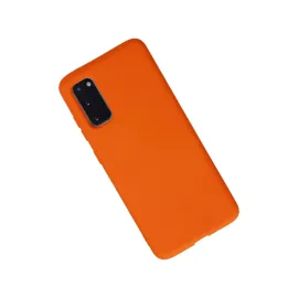 Newface Samsung Galaxy S20 Kılıf Nano Içi Kadife Silikon - Turuncu