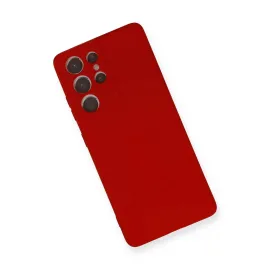 Newface Samsung Galaxy S21 Ultra Kılıf Nano Içi Kadife Silikon - Kırmızı