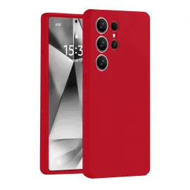 Newface Samsung Galaxy S25 Ultra Kılıf Nano Içi Kadife Silikon - Kırmızı