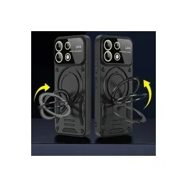 Newface Xiaomi Redmi 13 4G Kılıf Joy Lens Standlı Kapak - Koyu Yeşil