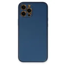 Newface Iphone 12 Pro Kılıf Coco Deri Silikon Kapak - Açık Mavi