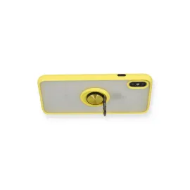 Newface Iphone X Kılıf Montreal Yüzüklü Silikon Kapak - Sarı