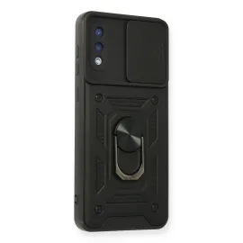 Newface Samsung Galaxy A02 Kılıf Pars Lens Yüzüklü Silikon - Siyah