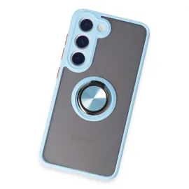 Newface Samsung Galaxy S23 Kılıf Montreal Yüzüklü Silikon Kapak - Buz Mavi