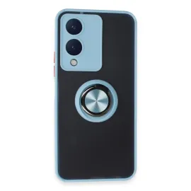Newface Vivo Y17S Kılıf Montreal Yüzüklü Silikon Kapak - Buz Mavi