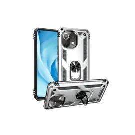 Newface Xiaomi Mi 11 Lite Kılıf Sofya Yüzüklü Silikon Kapak - Gümüş
