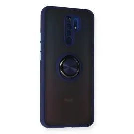 Newface Xiaomi Redmi 9 Kılıf Montreal Yüzüklü Silikon Kapak - Lacivert