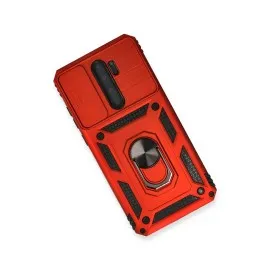 Newface Xiaomi Redmi Note 8 Pro Kılıf Pars Lens Yüzüklü Silikon - Kırmızı