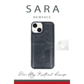 Newface Iphone 14 Kılıf Sara Kartvizitli Deri Kılıf - Koyu Yeşil