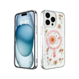 Newface Iphone 14 Pro Kılıf Daisy Simli Magsafe Kapak - Pembe